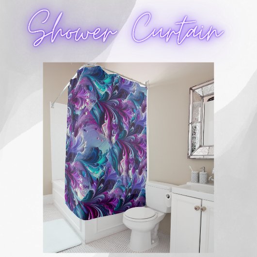 Rideaux De Douche Beau Turquoise et rose Motif Abstrait |
