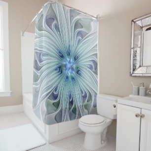 Rideaux De Douche Beauté florale Abstraite moderne Blue Pastel Flowe