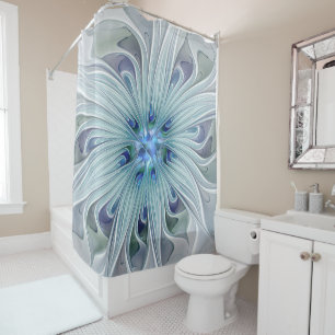 Rideaux De Douche Beauté florale Abstraite moderne Blue Pastel Flowe