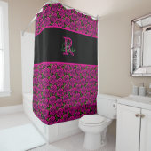 Rideaux De Douche Beautiful Girly Hot Pink Roses Name Monogram (En situation)