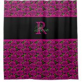 Rideaux De Douche Beautiful Girly Hot Pink Roses Name Monogram (Devant)