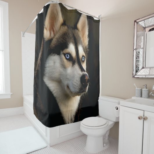 Rideaux De Douche Beautiful Husky Throw Pillow (En situation)