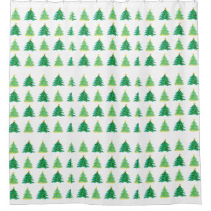 Rideaux De Douche Beaux arbres de Noël (Motif vert)