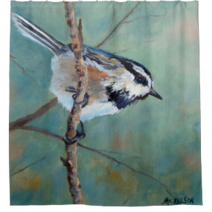 Rideaux De Douche Beaux-arts sauvages de Chickadee de montagne