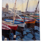 Rideaux De Douche Beaux bateaux rouges orange bleu vert à Collioure (Devant)
