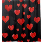 Rideaux De Douche Beaux Coeurs sur Noir (Devant)