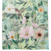 Rideaux De Douche Beaux Fleurs sauvages botaniques et colibri (Devant)