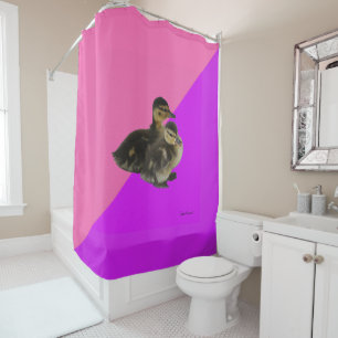 Rideaux De Douche Bébé Canards sur framboise rose et sorbet pourpre