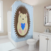Rideaux De Douche Bébé garçon au coeur bleu hérisson (En situation)