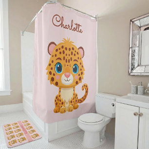 Rideaux De Douche Bébé Léopard Mignon Animaux de Safari Enfants