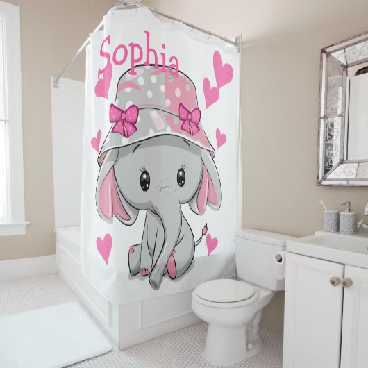 Rideaux De Douche Bébé mignon Eléphant fille (En situation)