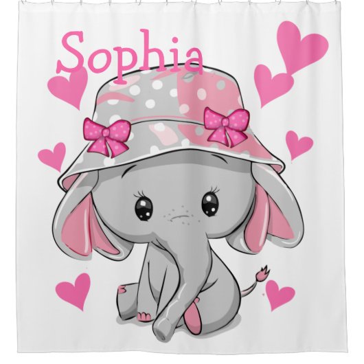 Rideaux De Douche Bébé mignon Eléphant fille (Devant)