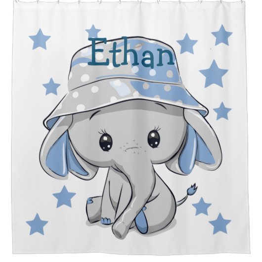 Rideaux De Douche Bébé mignon éléphant garçon (Devant)