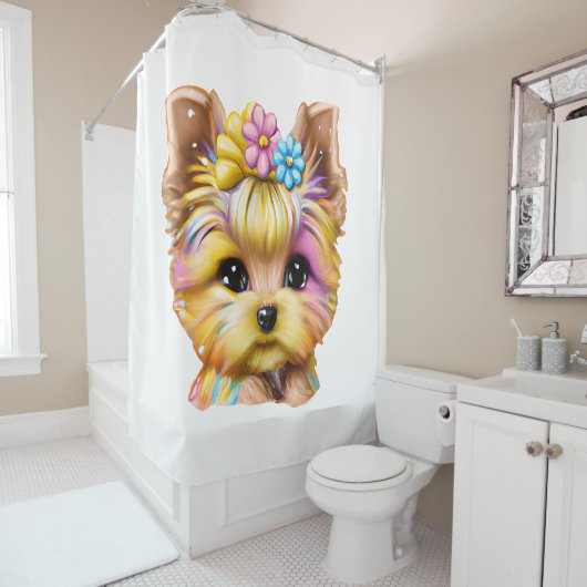 Rideaux De Douche Bébé mignon et adorable Yorkie (En situation)