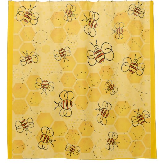 Rideaux De Douche Bee Buzzing Honey Bees mignonne (Devant)