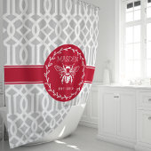 Rideaux De Douche Bee de miel rouge et gris personnalisée