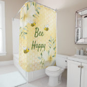 Rideaux De Douche Bee Happy bumble abeilles jaune miel comb doux mig (En situation)