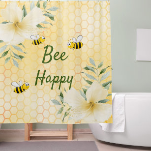 Rideaux De Douche Bee Happy bumble abeilles jaune miel comb doux mig