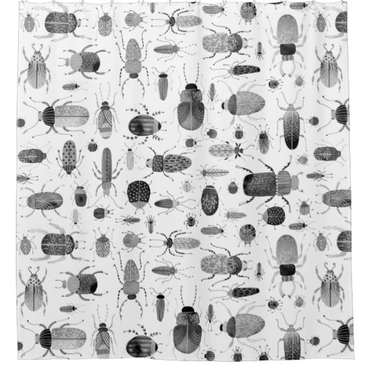 Rideaux De Douche Beetle noir et blanc (Devant)