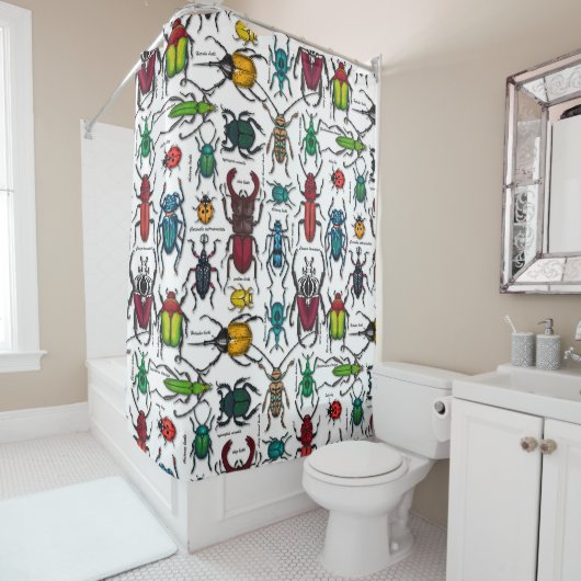 Rideaux De Douche Beetons sur blanc (En situation)