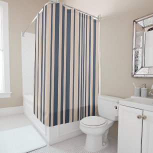 Rideaux De Douche Beige/Bleu Profond Simple Motif élégant