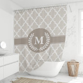 Rideaux De Douche Beige et Moka Marocain Monogrammé