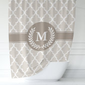 Rideaux De Douche Beige et Moka Marocain Monogrammé