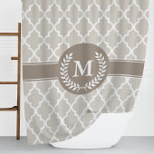 Rideaux De Douche Beige et Moka Marocain Monogrammé