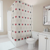 Rideaux De Douche Beige & red Heart Seamless Pattern Cute Minimal (En situation)