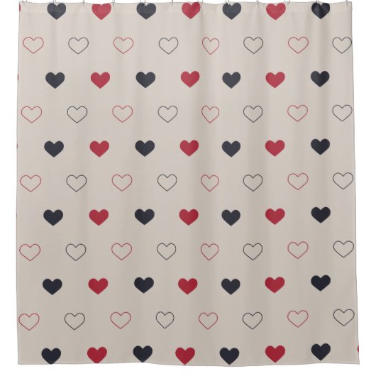 Rideaux De Douche Beige & red Heart Seamless Pattern Cute Minimal (Devant)