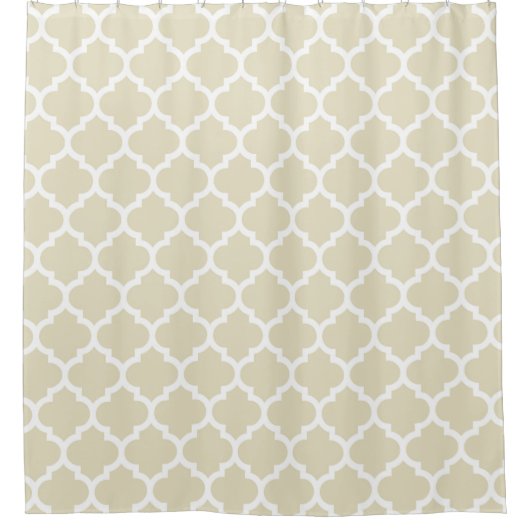 Rideaux De Douche Beige White Moroccan Quatrefoil Pattern #5 (Devant)
