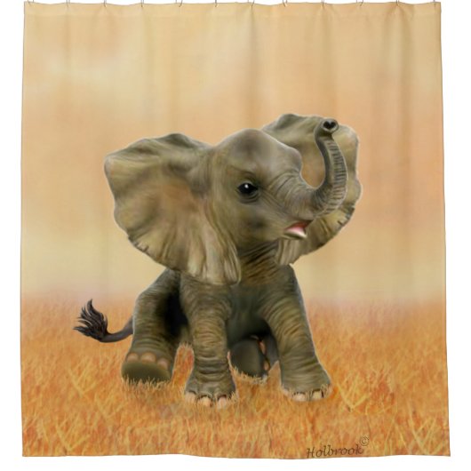 Rideaux De Douche Bel éléphant africain de bébé (Devant)