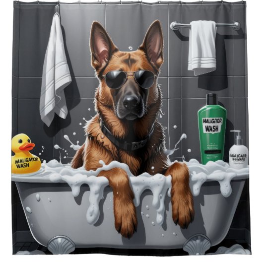 Rideaux De Douche Belge Malinois Sloppy Sleepy Cute Funny (Devant)