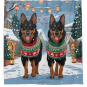 Rideaux De Douche Belgian Malinois Dogs Christmas Snow Holiday  (Devant)