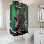 Rideaux De Douche Belgian Shepherd conduite vélo St. Patrick's Day (En situation)