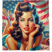 Rideaux De Douche Belle Américaine Rétro (Devant)