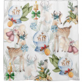 Rideaux De Douche Belle aquarelle de cerf Noël (Devant)