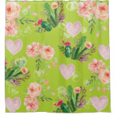 Rideaux De Douche Belle aquarelle florale Cactus (Devant)