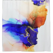 Rideaux De Douche Belle Art Abstrait Indigo Bleu Orange (Devant)