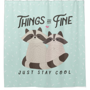 Rideaux De Douche Belle Carte Raccoons, Les Choses Sont Bonnes, Racc
