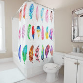 Rideaux De Douche Belle collection de plume d'aquarelle (En situation)