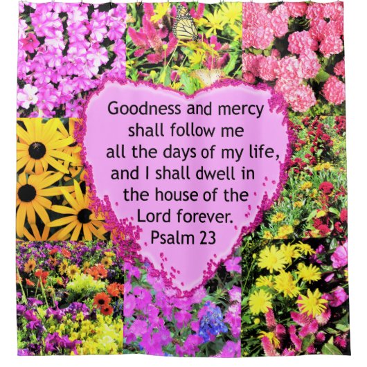 RIDEAUX DE DOUCHE BELLE CONCEPTION FLORALE PSALM 23 (Devant)
