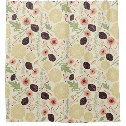 Rideaux De Douche Belle crème rose verte Fleurs Motifs (Devant)