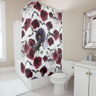 Rideaux De Douche Belle déplaisante   Roses gothiques foncés avec ch
