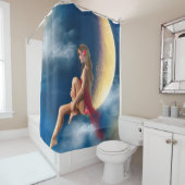 Rideaux De Douche belle femme nuit fée sur la lune (En situation)