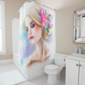 Rideaux De Douche belle femme portrait mode illustration (En situation)