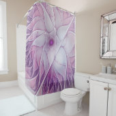 Rideaux De Douche Belle Fleur rose moderne Fractal Art Abstrait (En situation)