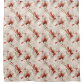 Rideaux De Douche Belle Flore Rouge Blanc (Devant)