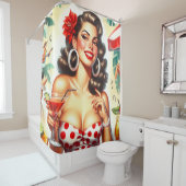 Rideaux De Douche Belle illustration de femme rétro (En situation)