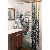 Rideaux De Douche belle laine sur l'eau en aquarelle